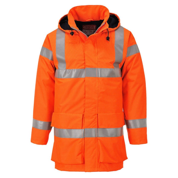 Bizflame Multi Lite Hi Vis Rain Jacket Orange