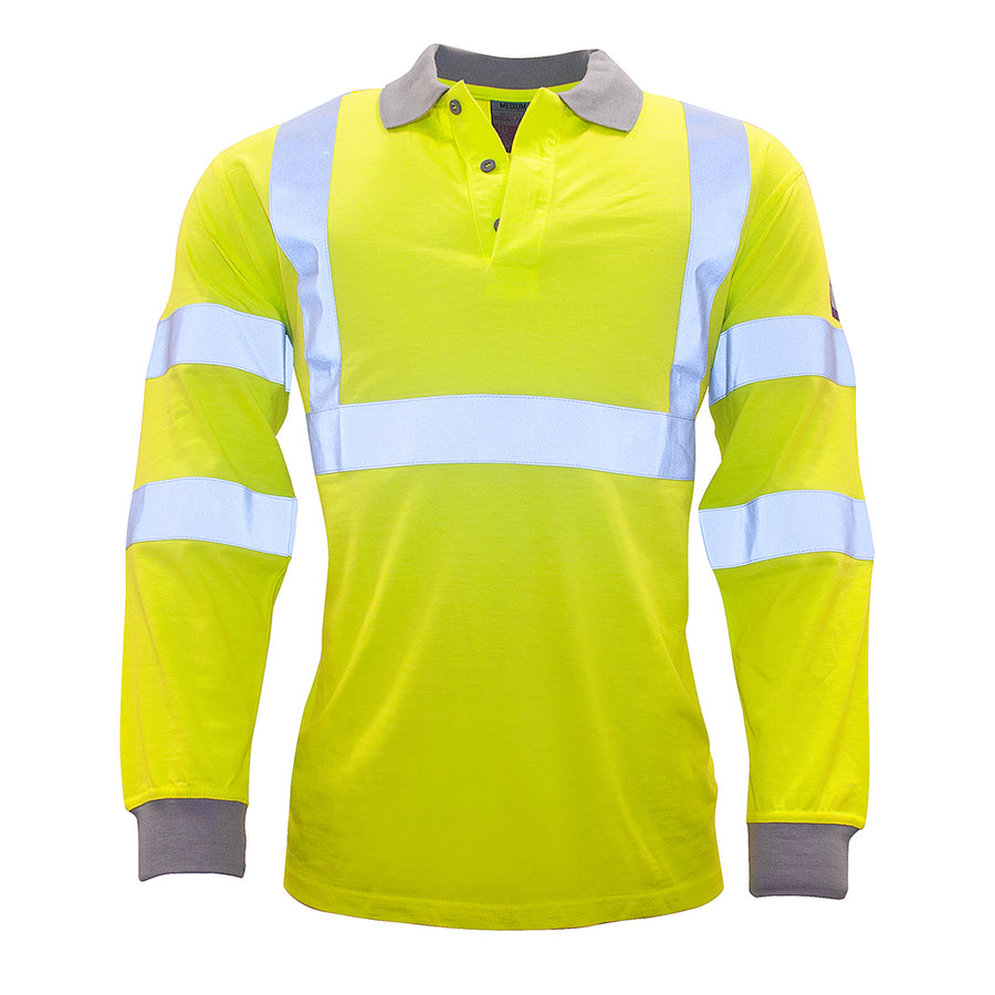 Flame Resistant Anti Static Hi Vis Long Sleeve Polo Shirt