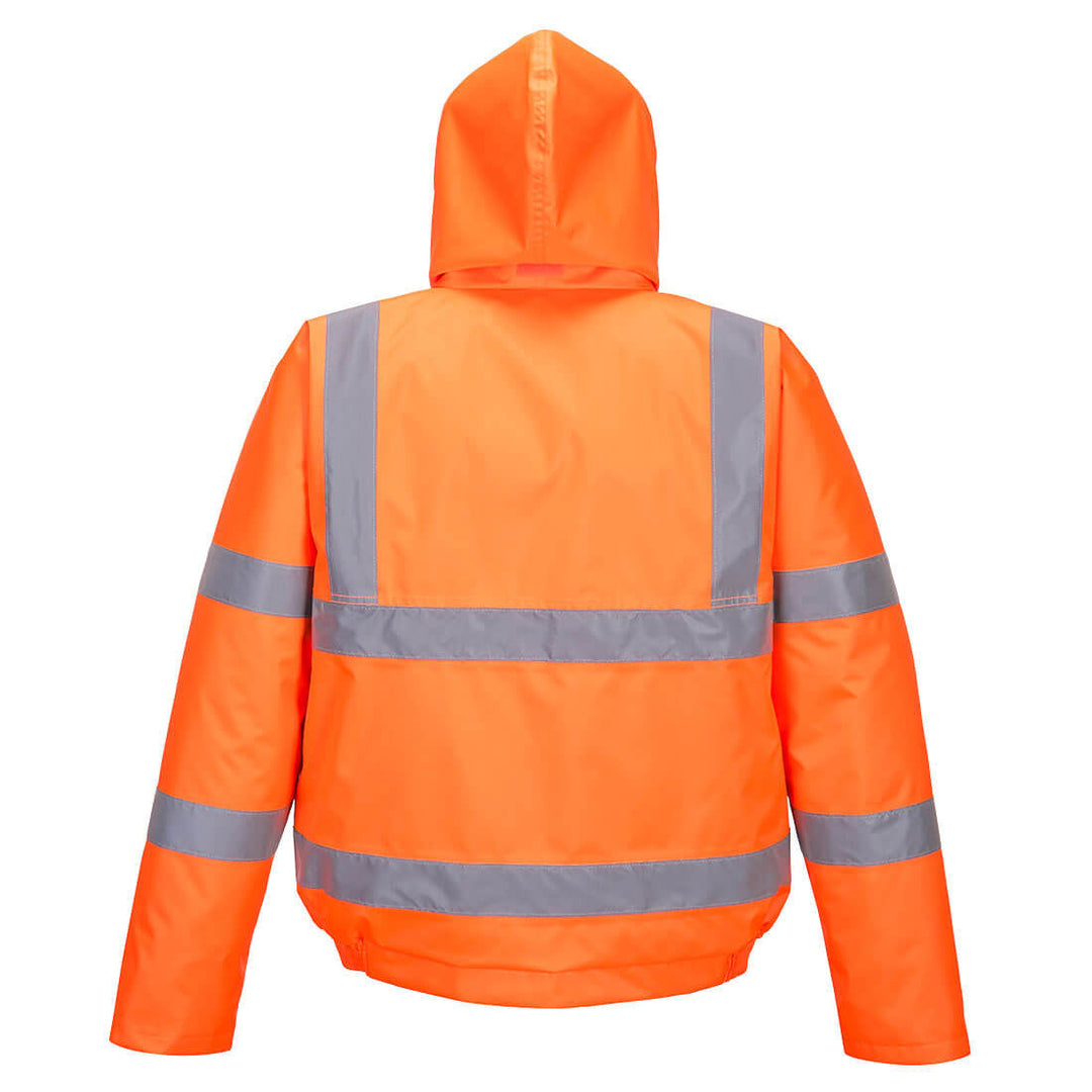 Hi Vis Bomber Jacket Orange Back