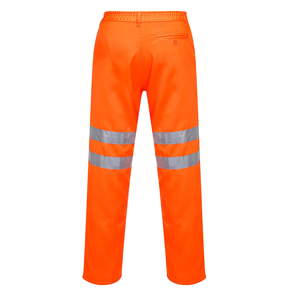 Hi Vis Poly Cotton Trousers Rail Industry Compliant Orange Back