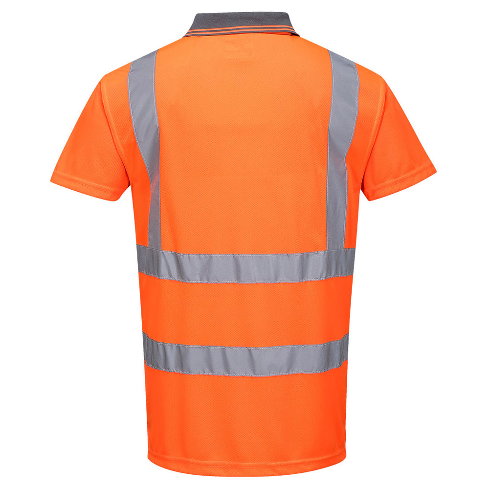 Hi Vis Short Sleeve Polo Shirt Orange Back