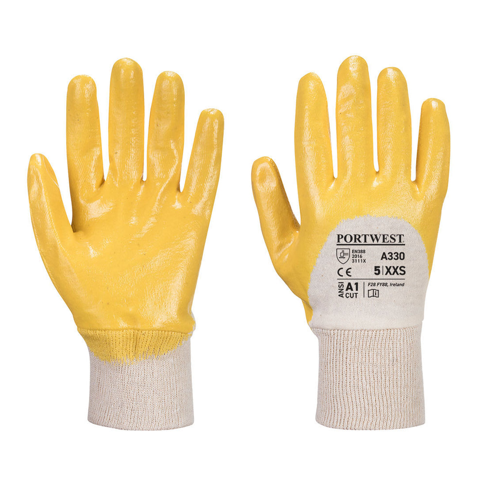 Nitrile Light Knitwrist Glove Yellow