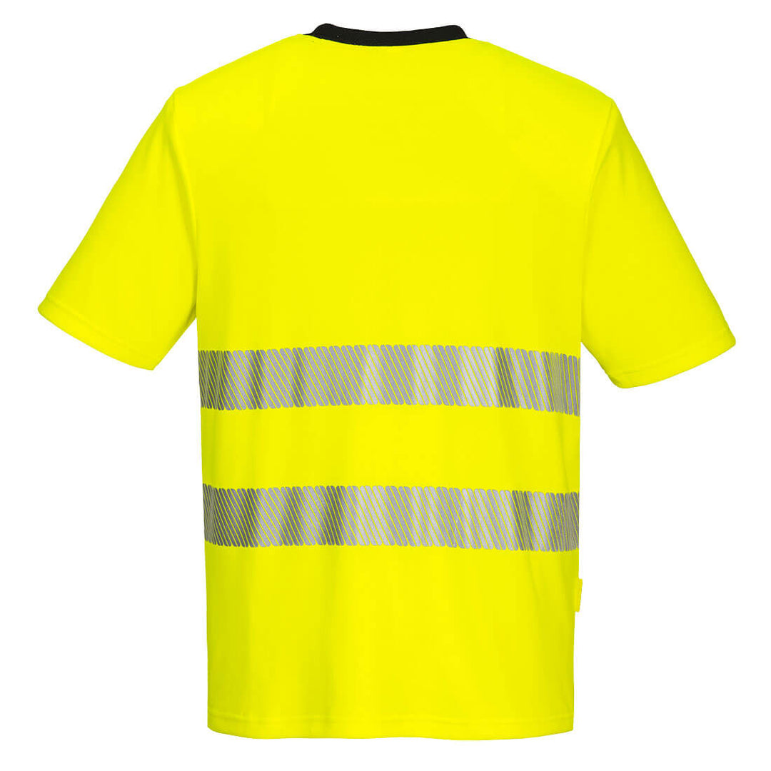 Back View of DX4 Hi-Vis T-Shirt S/S DX413 in Yellow/Black
