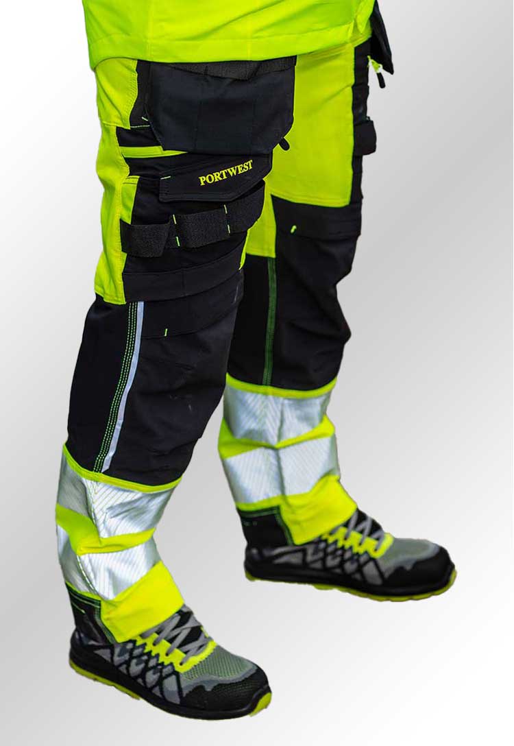 Model Wearing DX4 Hi-Vis Detachable Holster Pocket DX442 in Yellow/Black