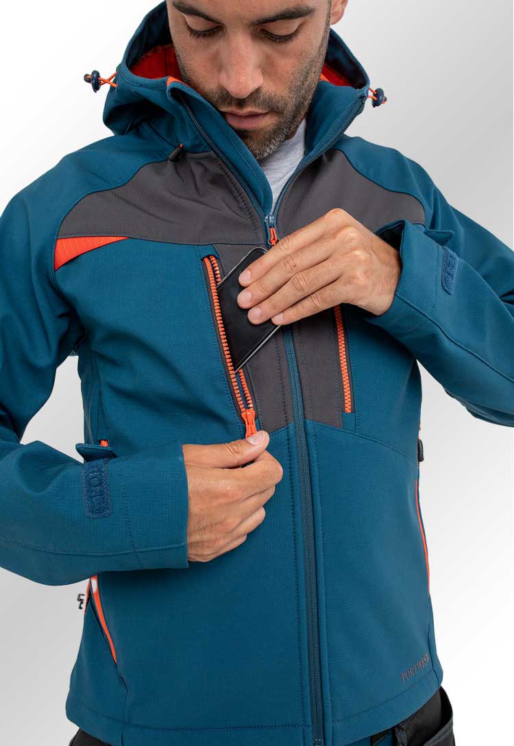 Model Wearing DX4 Softshell (3L) DX474 in Metro Blue