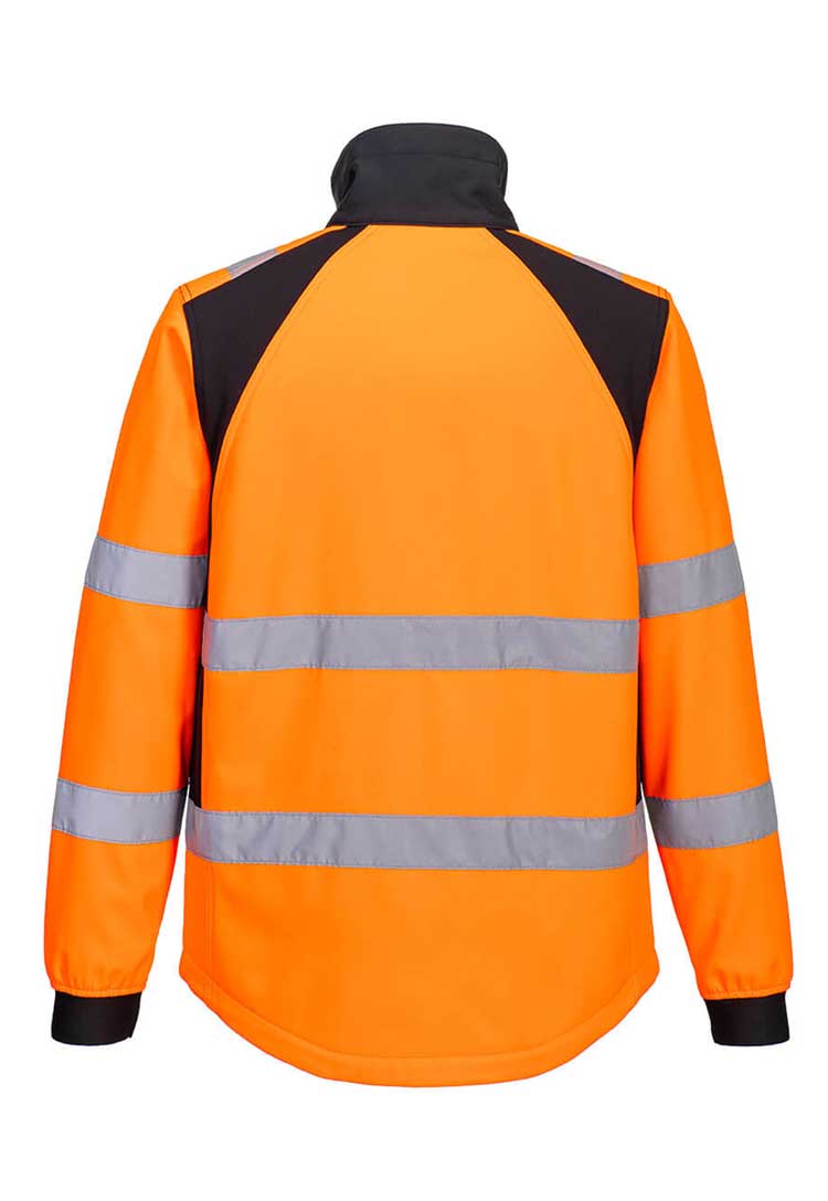 Back View of WX2 Eco Hi-Vis Softshell (2L) CD875 in Orange/Black