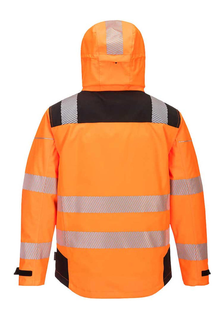 Back View of PW3 Hi-Vis Extreme Rain Jacket PW360 in Orange/Black