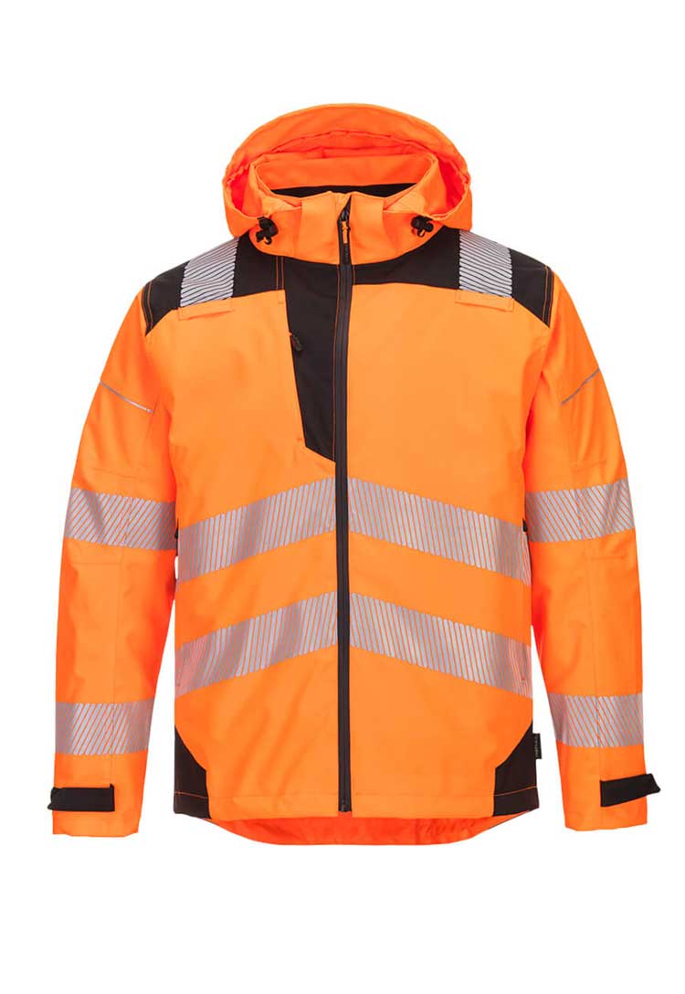 PW3 Hi-Vis Extreme Rain Jacket PW360 in Orange/Black
