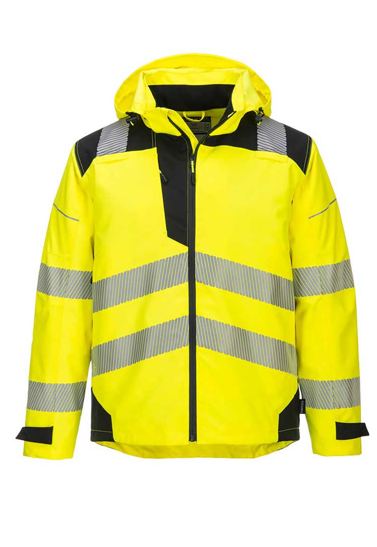 PW3 Hi-Vis Extreme Rain Jacket PW360 in Yellow/Black