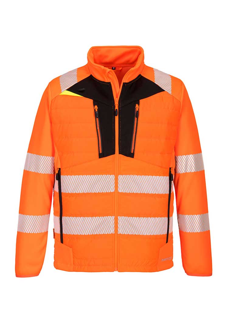 DX4 Hi-Vis Hybrid Baffle Jacket DX473 in Orange/Black