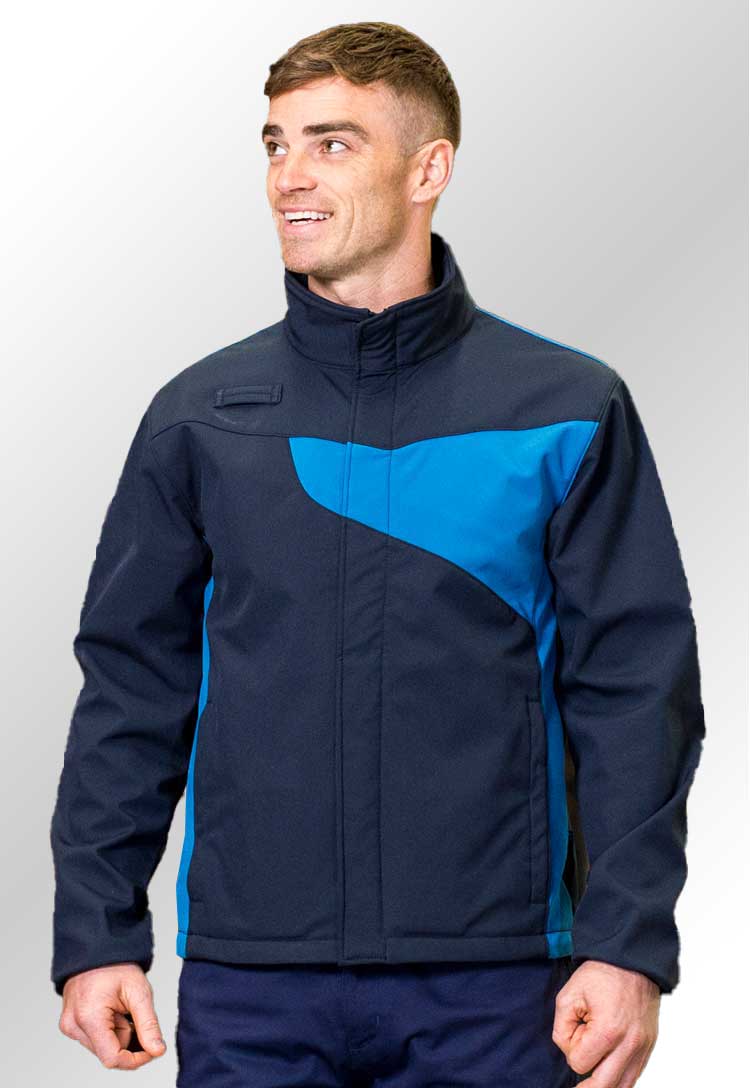 Model Wearing PW2 Softshell (2L) PW271 in Navy/Royal Blue