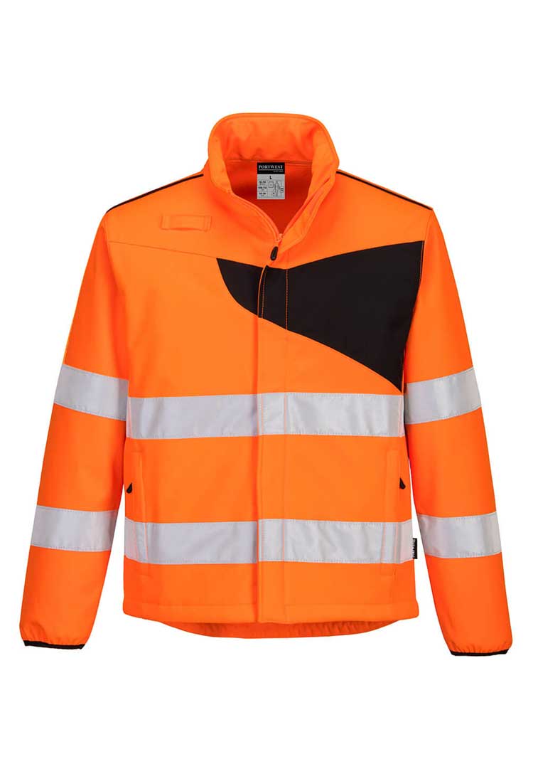 PW2 Hi-Vis Softshell (2L) PW275 in Orange/Black