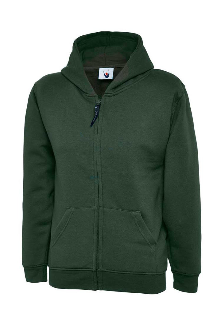 School Uniform Full Zip Hooded Sweatshirt bottle green