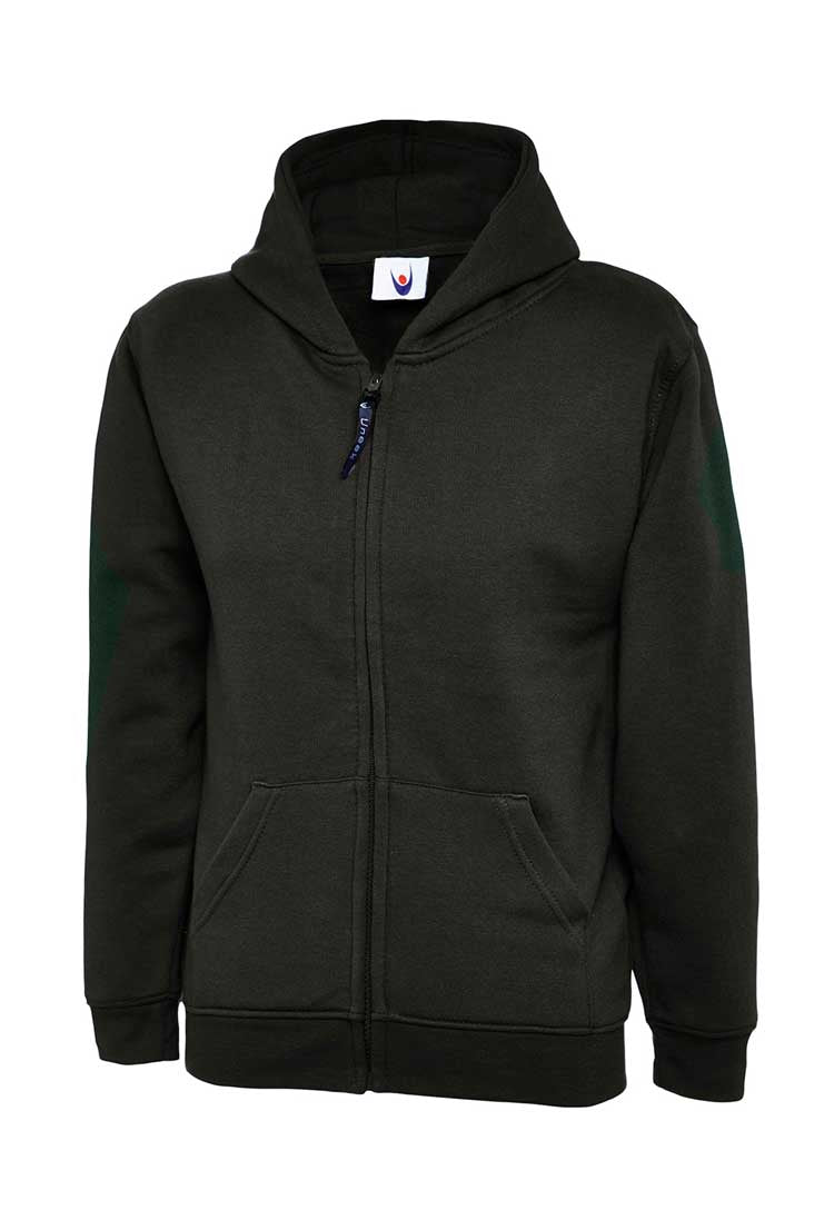 School Uniform Full Zip Hooded Sweatshirt black