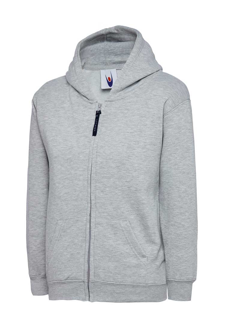 School Uniform Full Zip Hooded Sweatshirt heather grey
