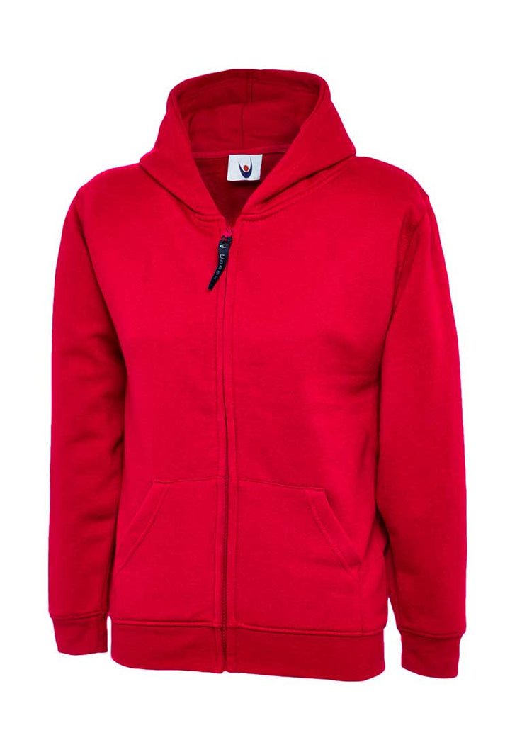 School Uniform Full Zip Hooded Sweatshirt red