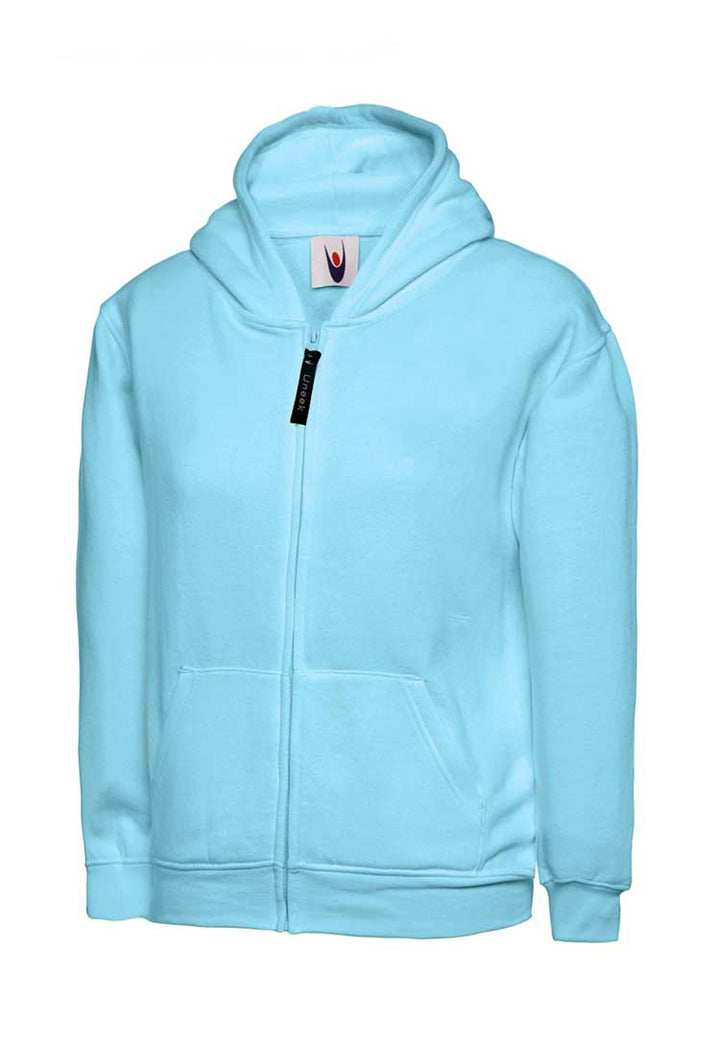 School Uniform Full Zip Hooded Sweatshirt sky blue
