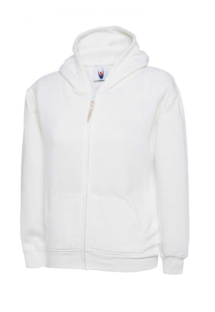 School Uniform Full Zip Hooded Sweatshirt white