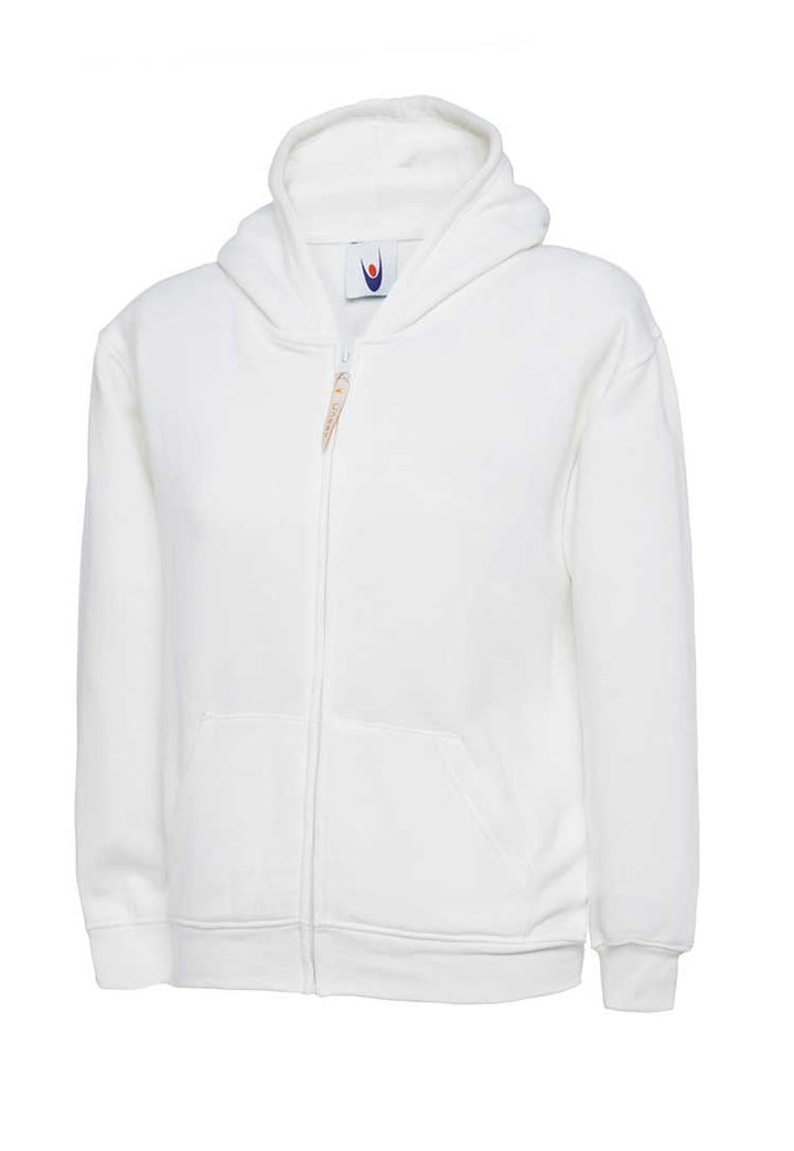 School Uniform Full Zip Hooded Sweatshirt white
