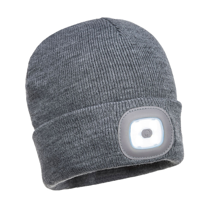 Beanie LED Headlight USB Rechargeable Grey