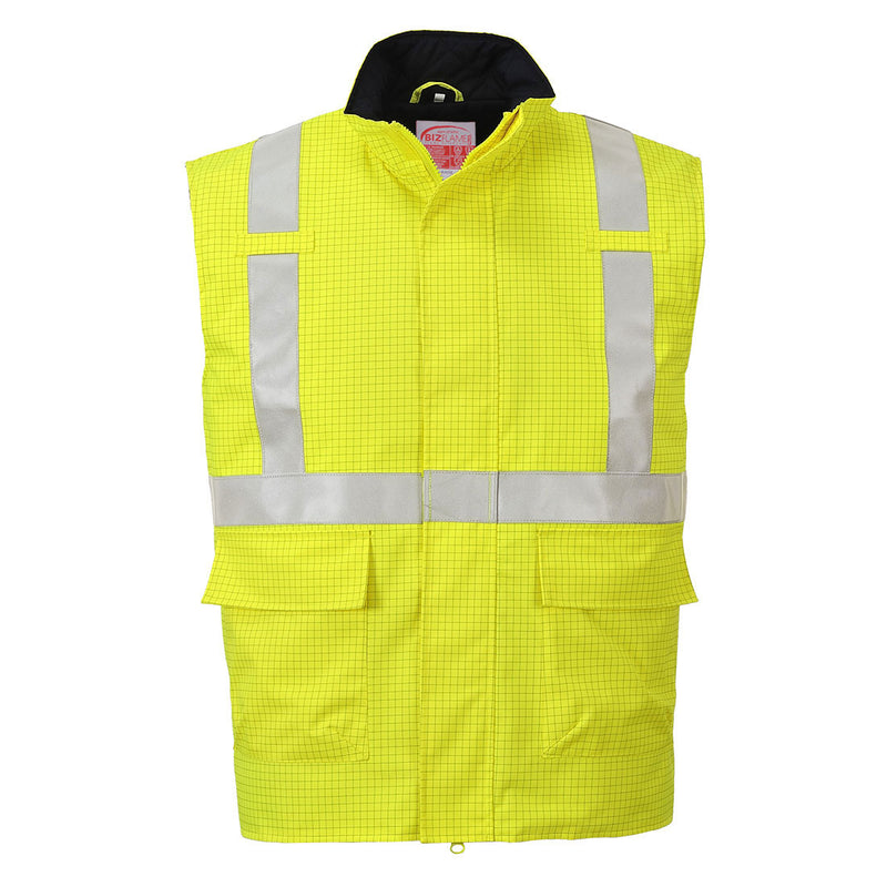 Bizflame Rain Hi Vis Anti Static Bodywarmer Yellow