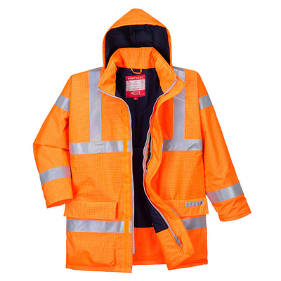 Bizflame Rain Hi Vis Antistatic FR Jacket Orange