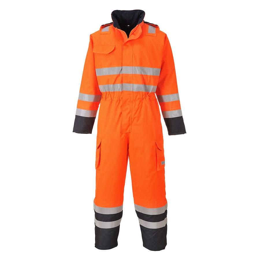 Bizflame Rain Hi Vis Multi Coverall Orange/Navy