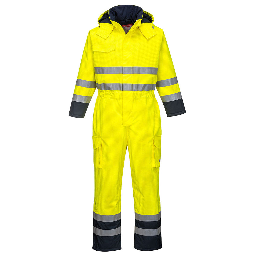 Bizflame Rain Hi Vis Multi Coverall Yellow/Navy