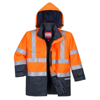 Bizflame Rain Hi Vis Multi Protection Jacket Orange Navy