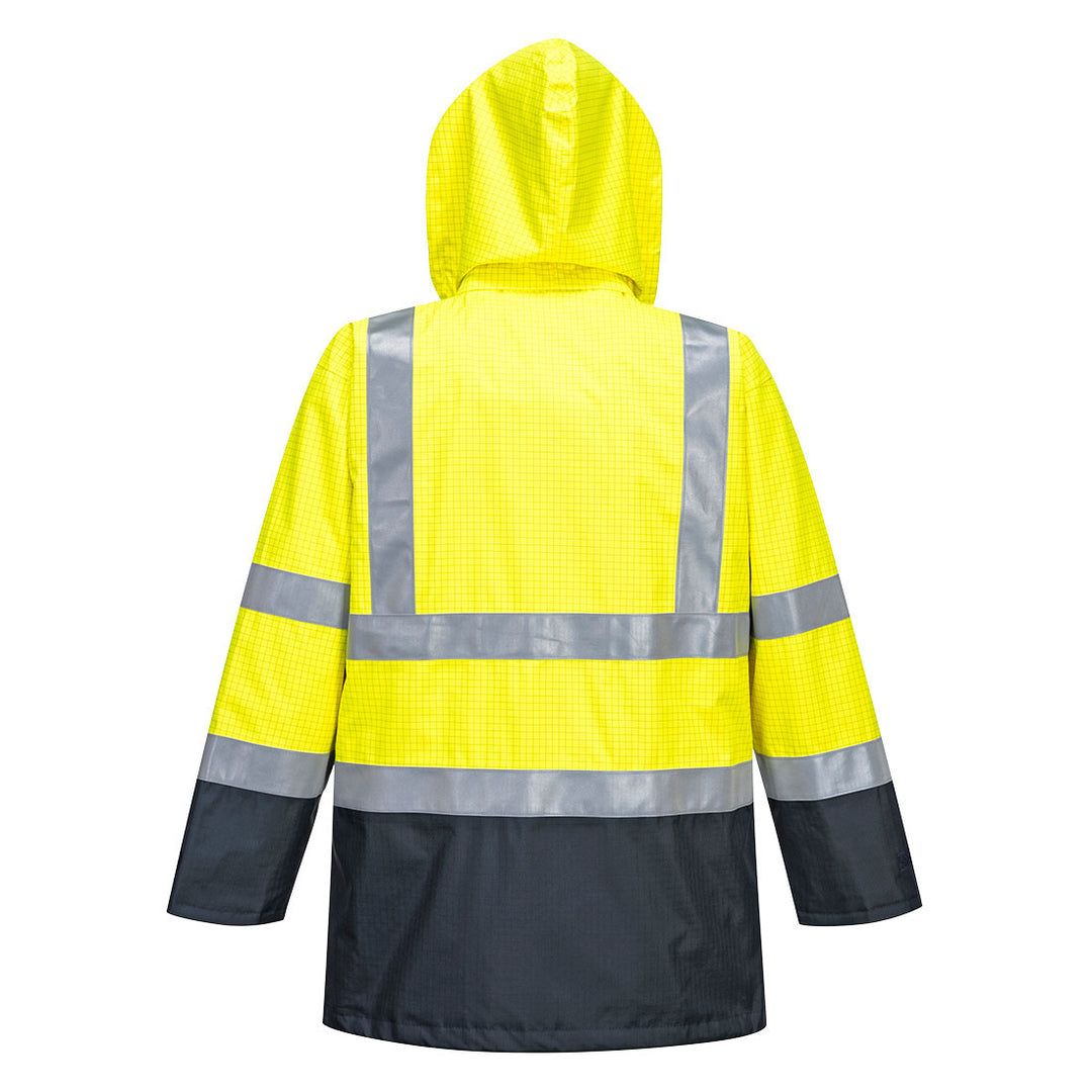 Bizflame Rain Hi Vis Multi Protection Jacket Yellow Navy Back