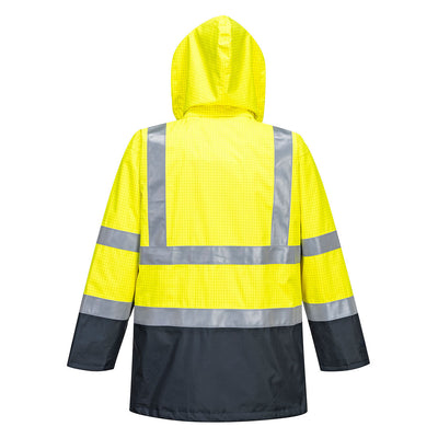 Bizflame Rain Hi Vis Multi Protection Jacket Yellow Navy Back