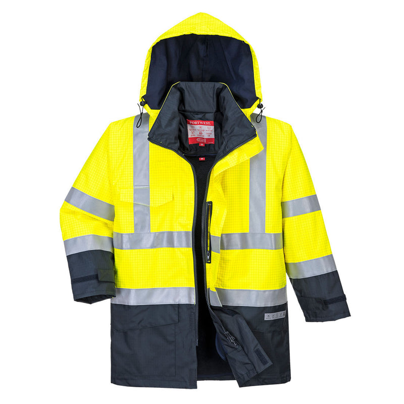 Bizflame Rain Hi Vis Multi Protection Jacket Yellow Navy