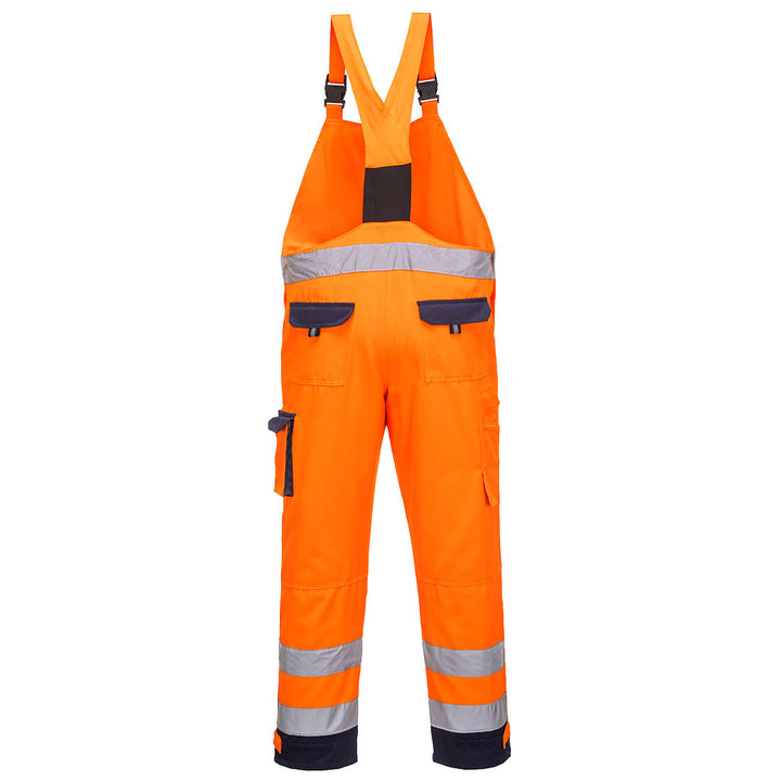 Dijon Hi Vis Bib and Brace Orange Navy Back