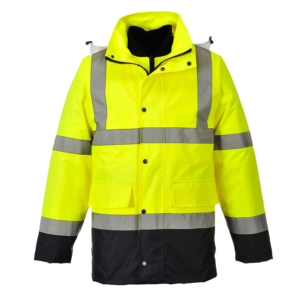 Hi Vis 4 in 1 Traffic Jacket Contrast Yellow Navy