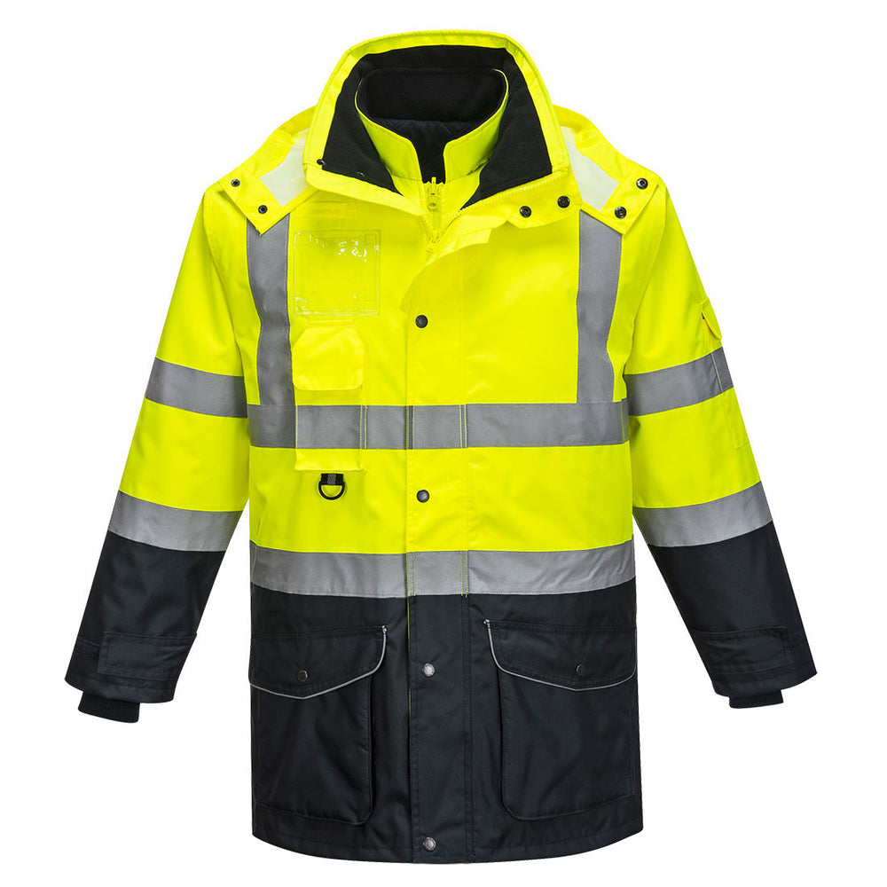 Hi Vis 7 in 1 Contrast Traffic Jacket Yellow Navy