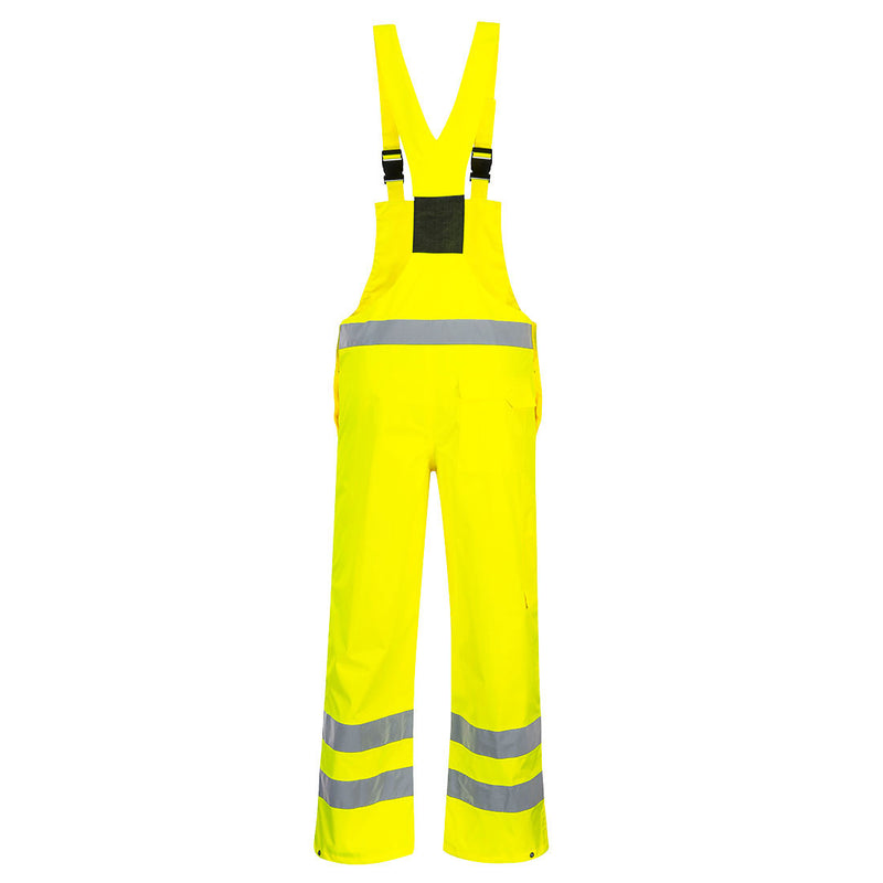 Hi Vis Bib and Brace Unlined Yellow Back
