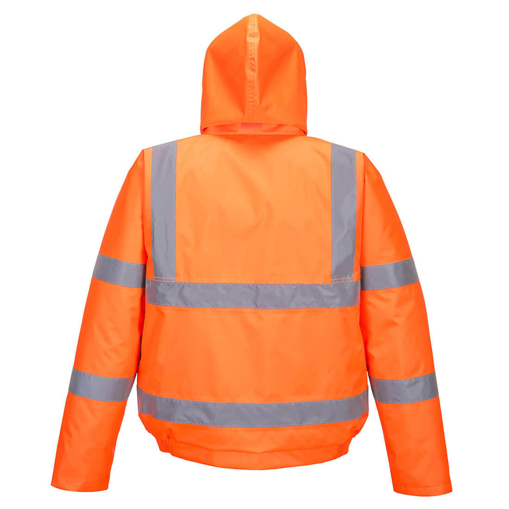 Hi Vis Bomber Jacket Orange Back