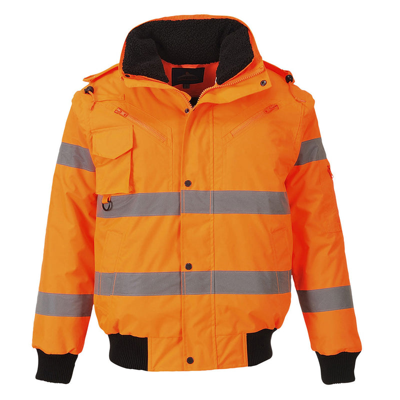 Hi Vis 3 In 1 Bomber Jacket Orange