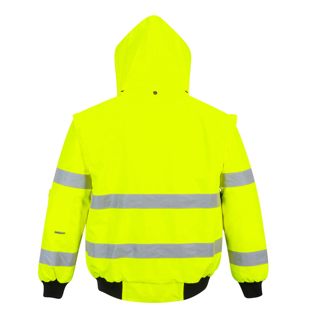 Hi Vis 3 In 1 Bomber Jacket Yellow Back