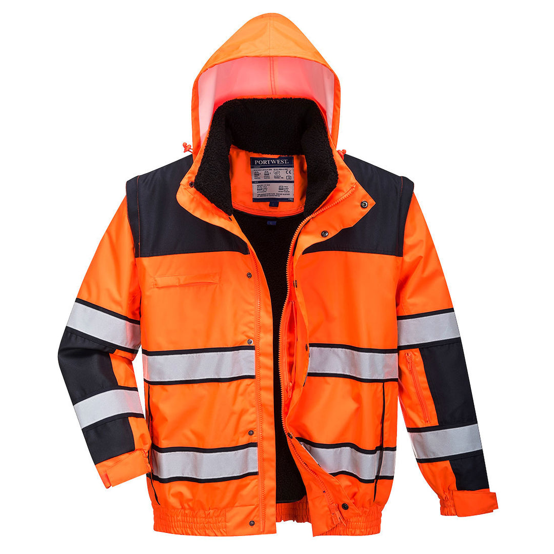 Hi Vis Classic Bomber Jacket Orange Black