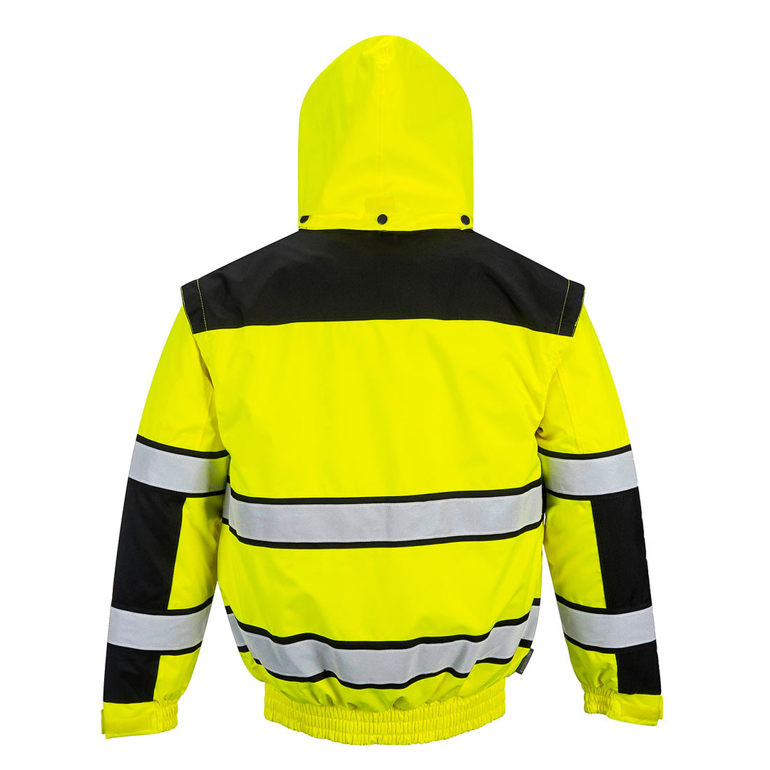 Hi Vis Classic Bomber Jacket Yellow Black Back