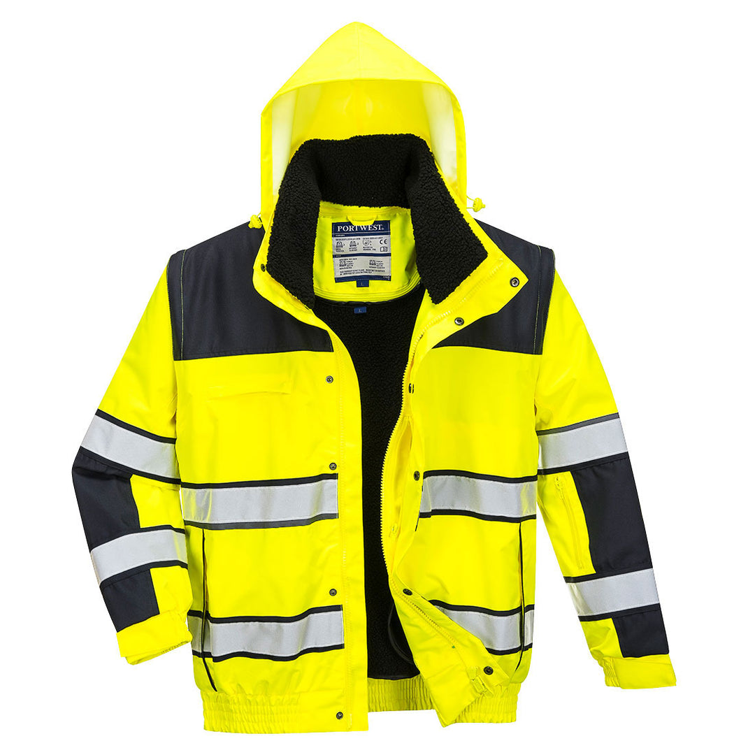 Hi Vis Classic Bomber Jacket Yellow Black