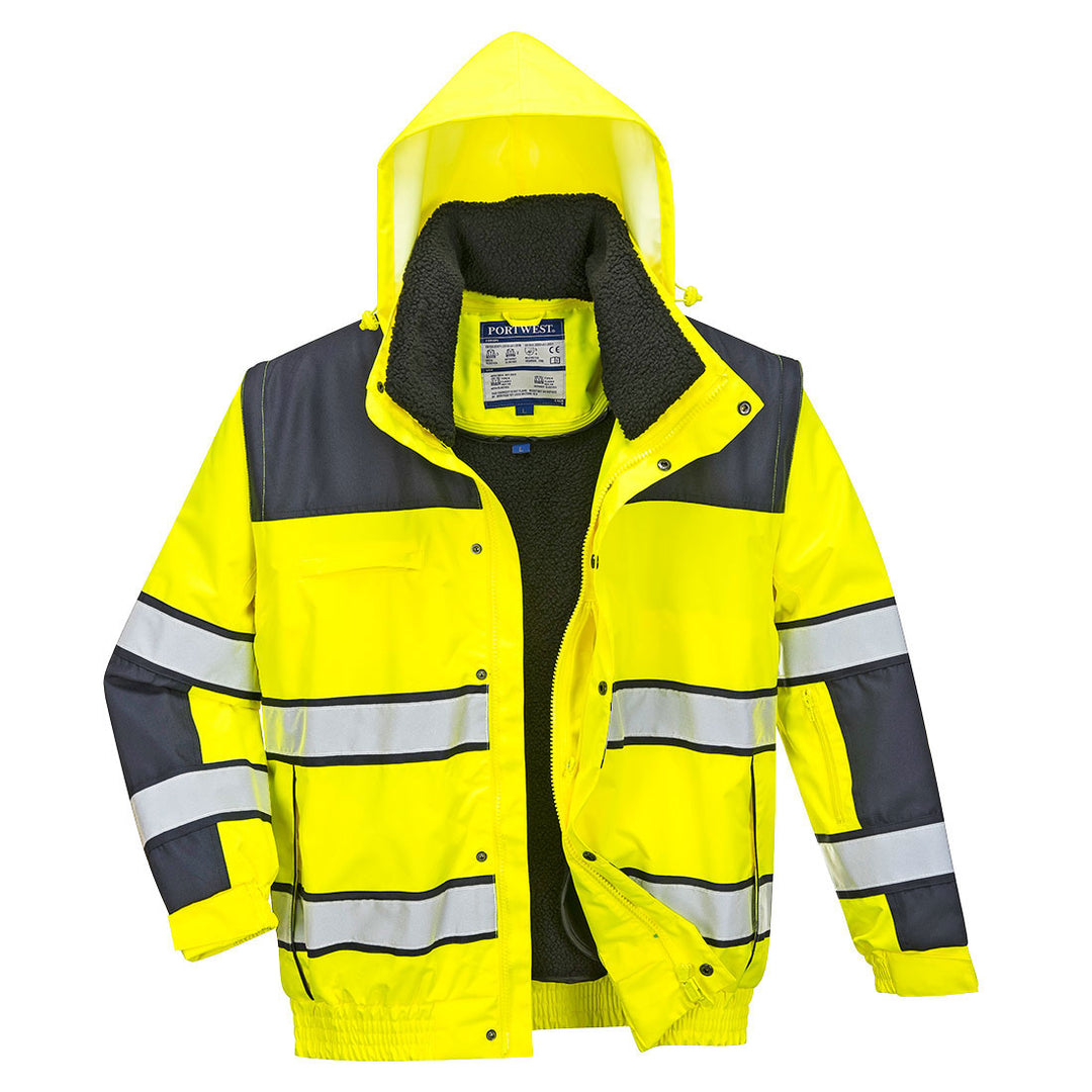 Hi Vis Classic Bomber Jacket Yellow Navy