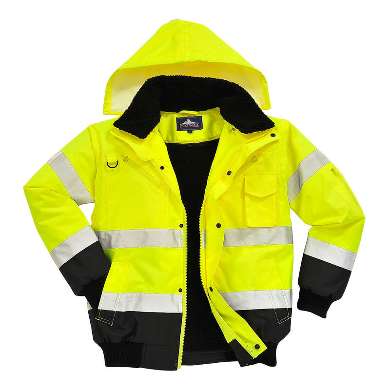 Hi Vis Contrast Bomber Jacket Yellow Black