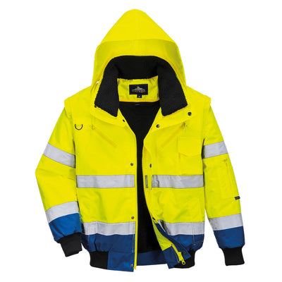 Hi Vis Contrast Bomber Jacket Yellow Royal Blue