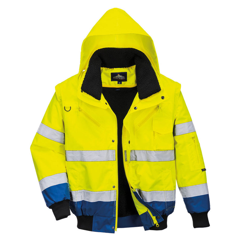 Hi Vis Contrast Bomber Jacket Yellow Royal Blue