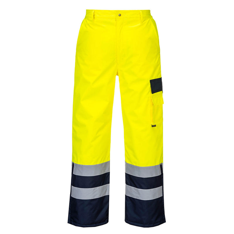 Hi Vis Contrast Trousers Lined Yellow Navy