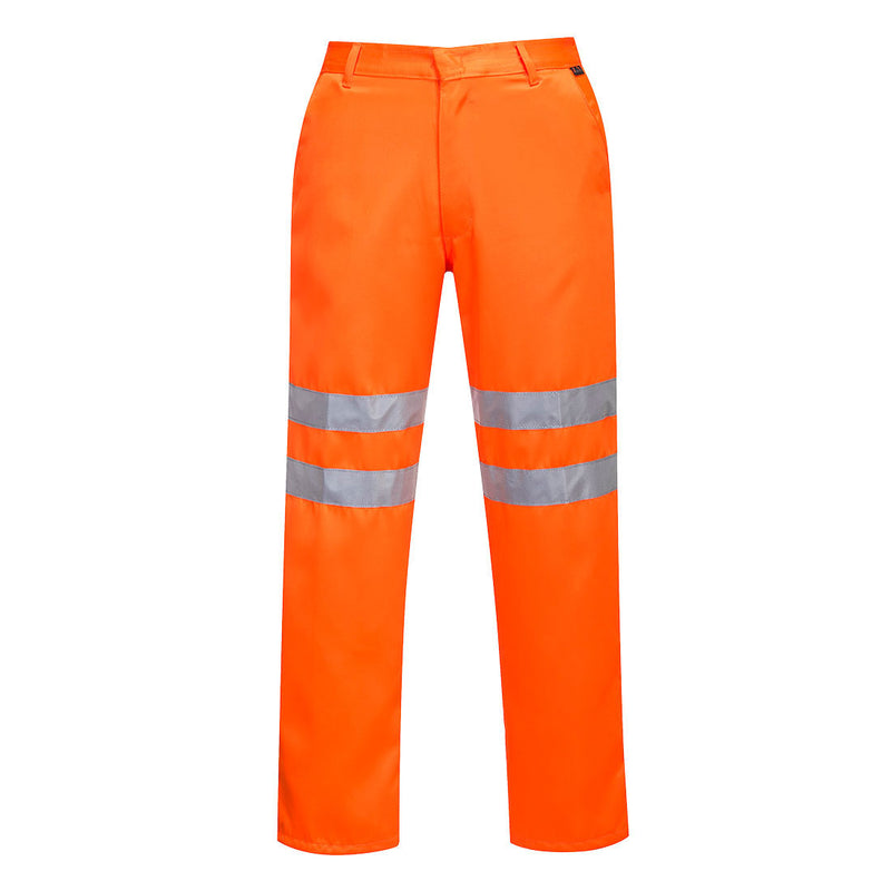 Hi Vis Poly Cotton Trousers Rail Industry Compliant Orange