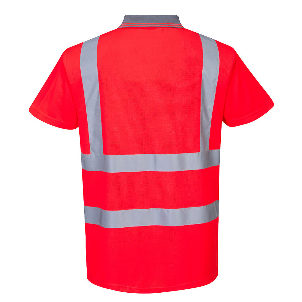 Hi Vis Short Sleeve Polo Red Back