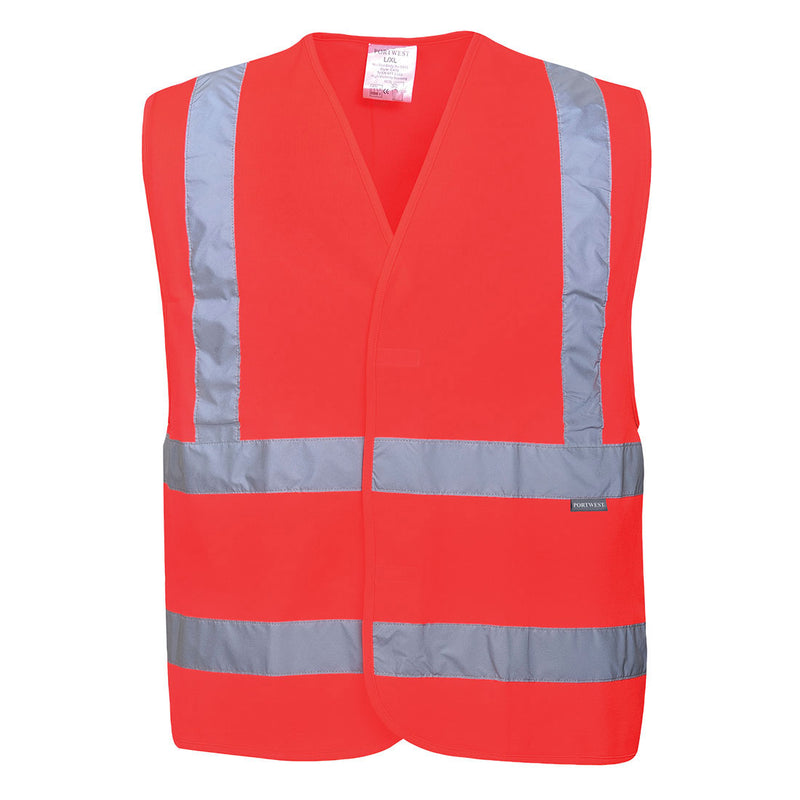 Hi Vis Vest Two Band and Brace Red